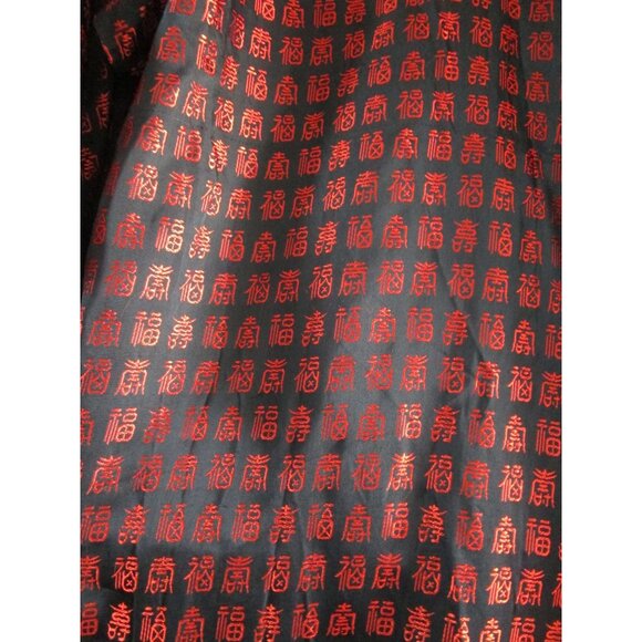Kimono Style Robe Black Red Hanzi Funan Fu No Label Vintage EUC Sash Included - Picture 14 of 16